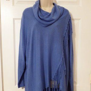 Women's blue tunic top with fringe, size XL